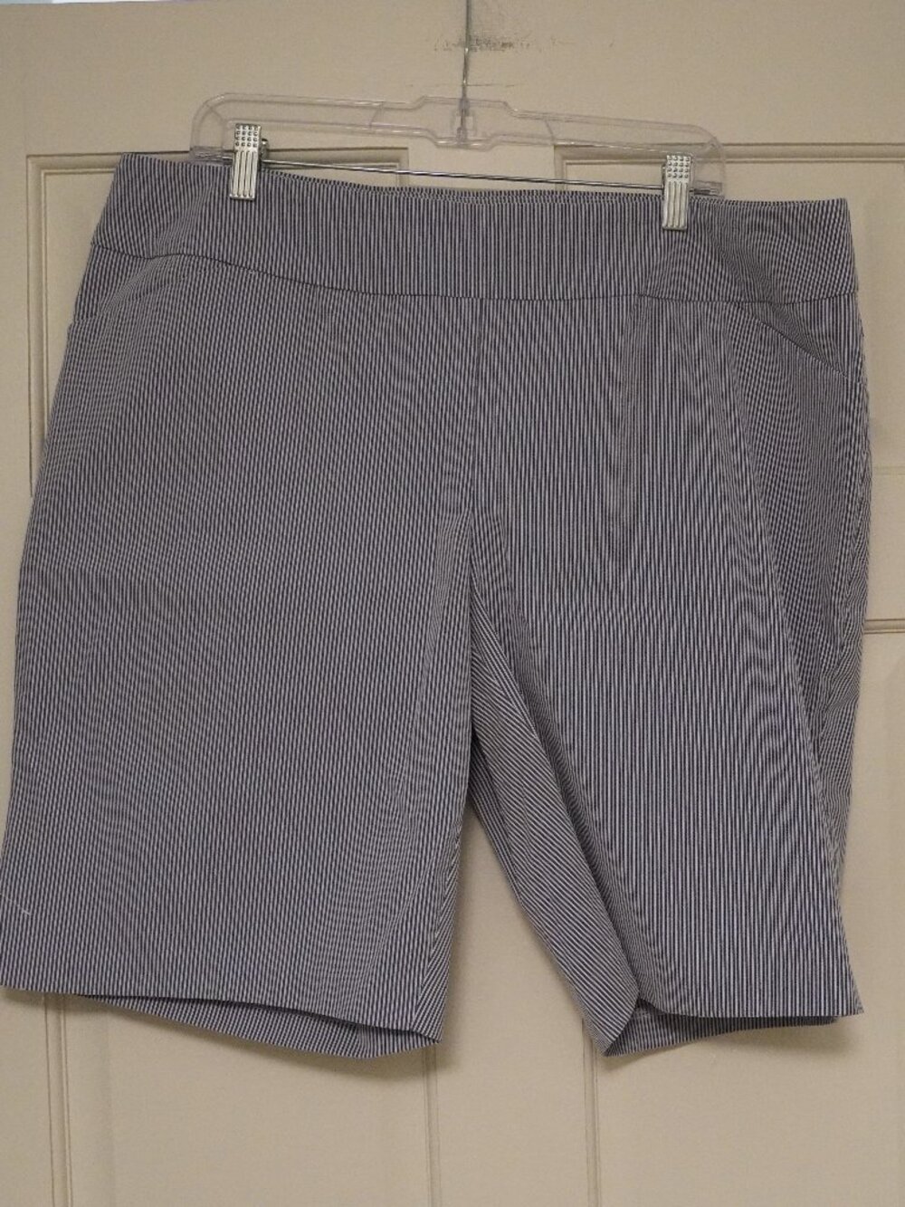 Tribal 20W Blue White Striped Bermuda Shorts Pull On Plus Size Summer